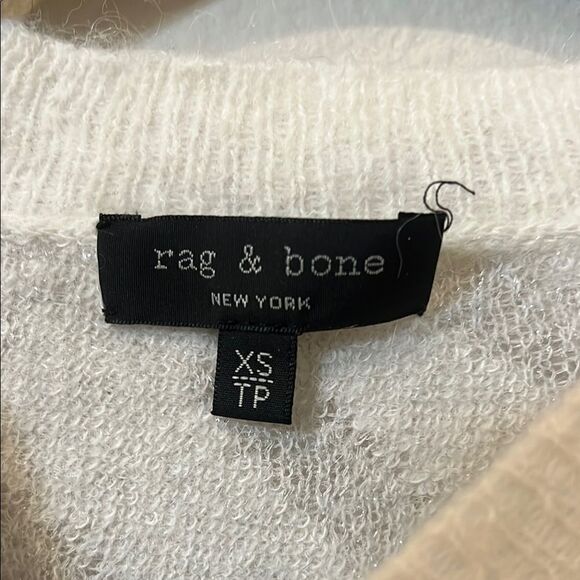 rag & bone White Crew Neck Sweater with Long Sleeves merino wool blend - Picture 2 of 4
